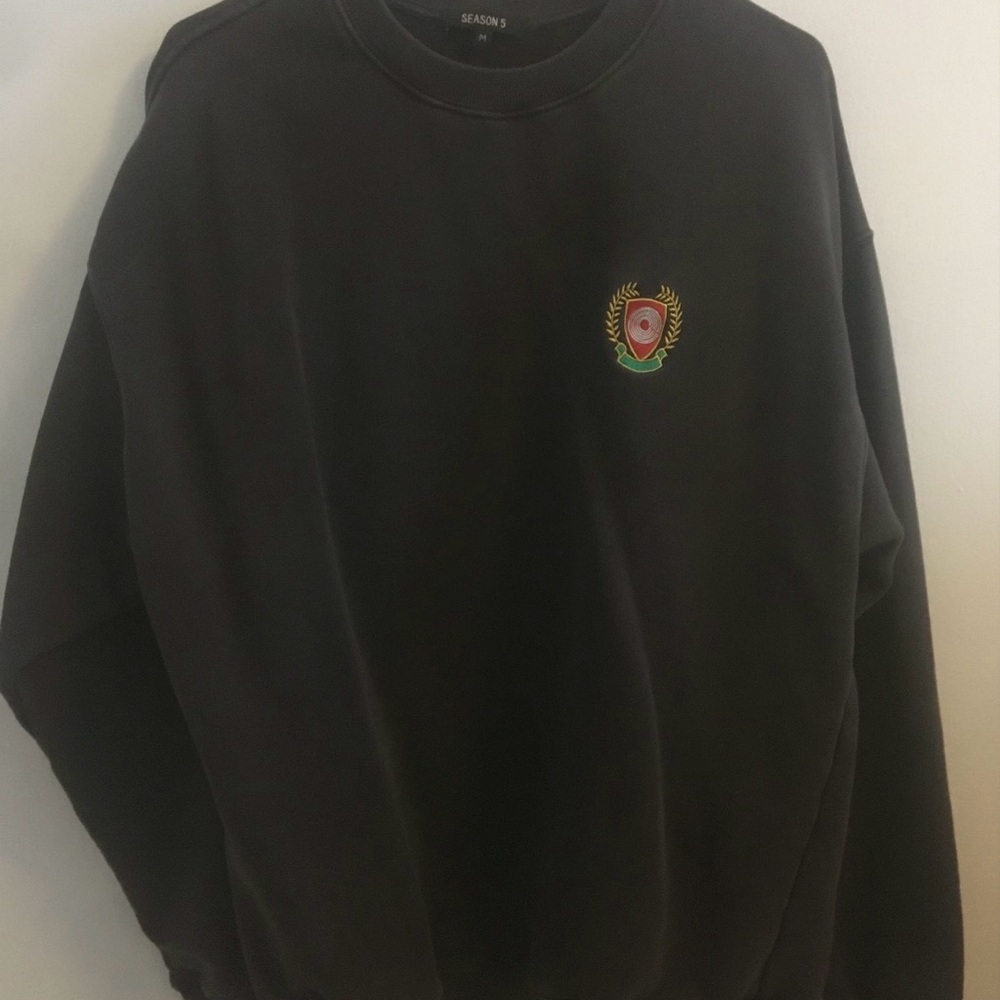 Yeezy Black Crewneck Sweater with Embroidered Detail
